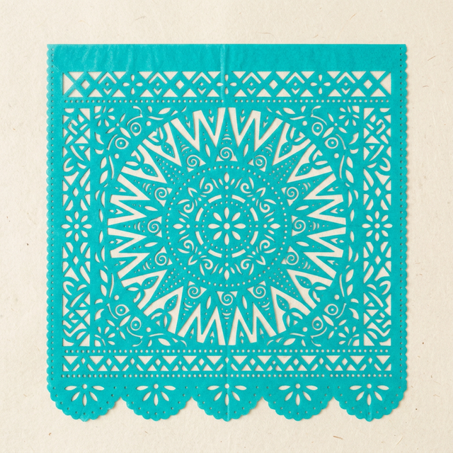Papel Picado Turquesa - Sol Azteca